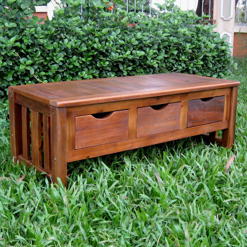 3-Drawer Bench without Back. Picture 1