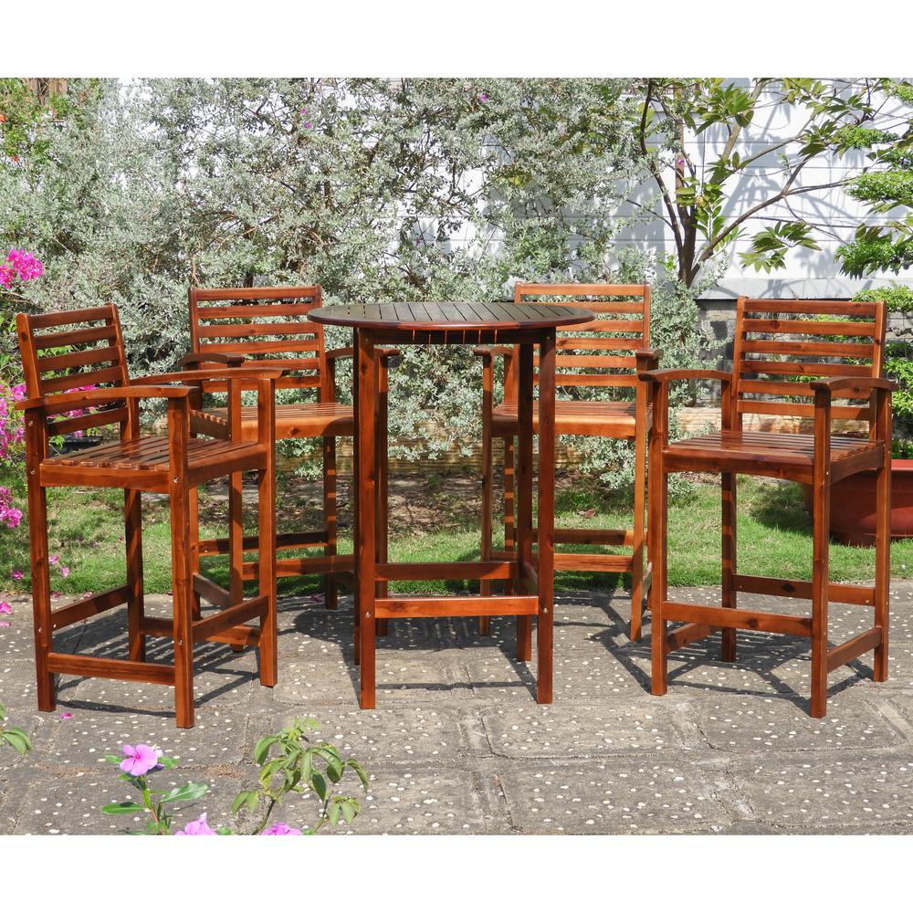 Highland Outdoor Bar Height Dining Set, stain color. Picture 1