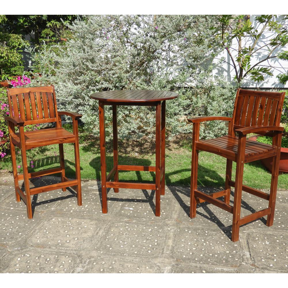 Highland Bar Height Bistro Set, stain. Picture 1