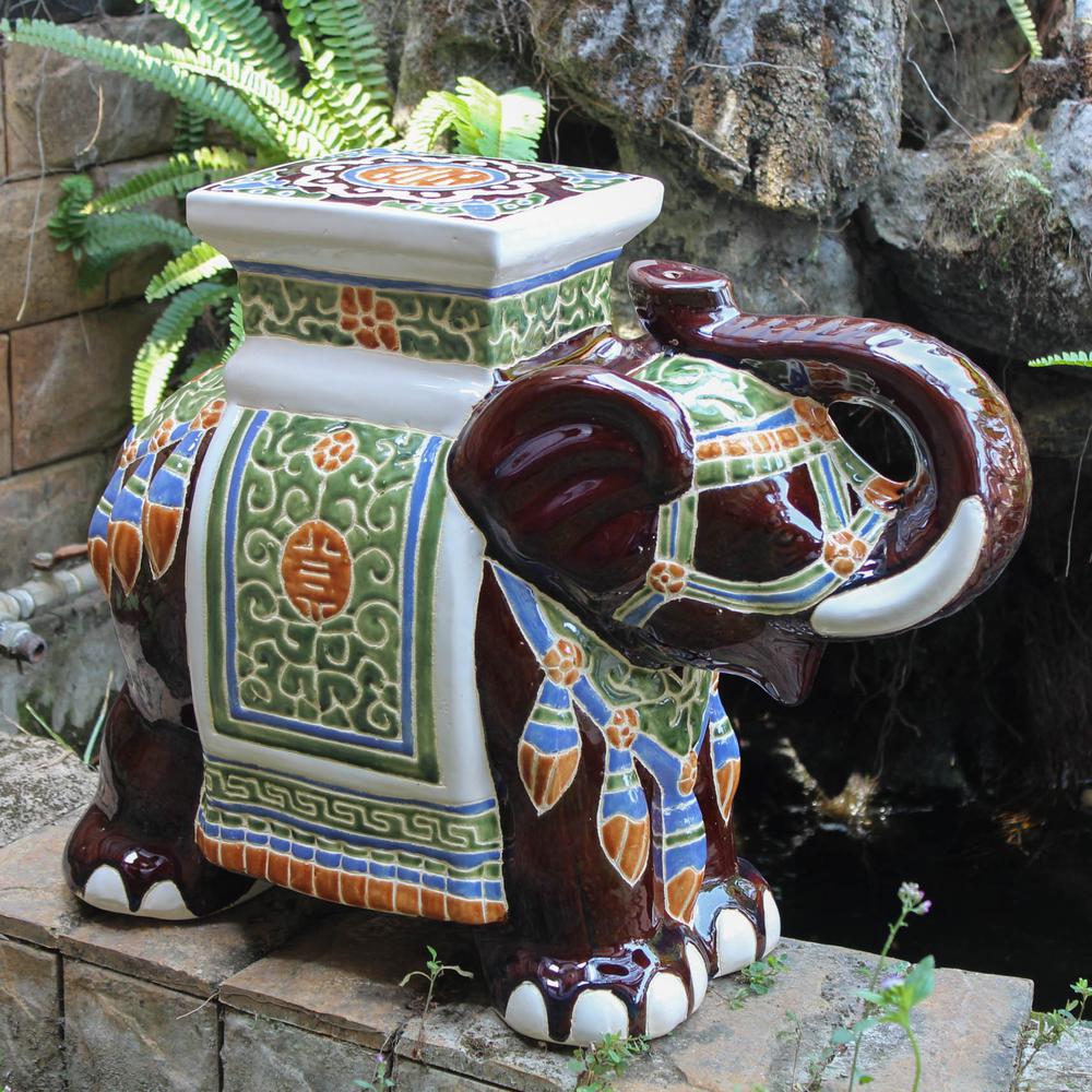 Large Porcelain Elephant Stool. Picture 1