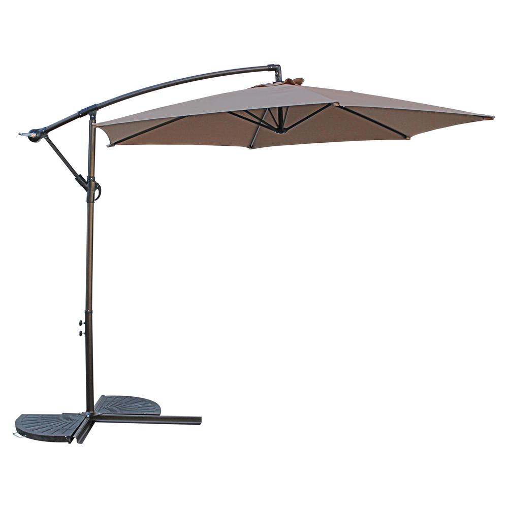 St. Kitts 10 Foot Cantilever Crank Umbrella, Khaki. Picture 1
