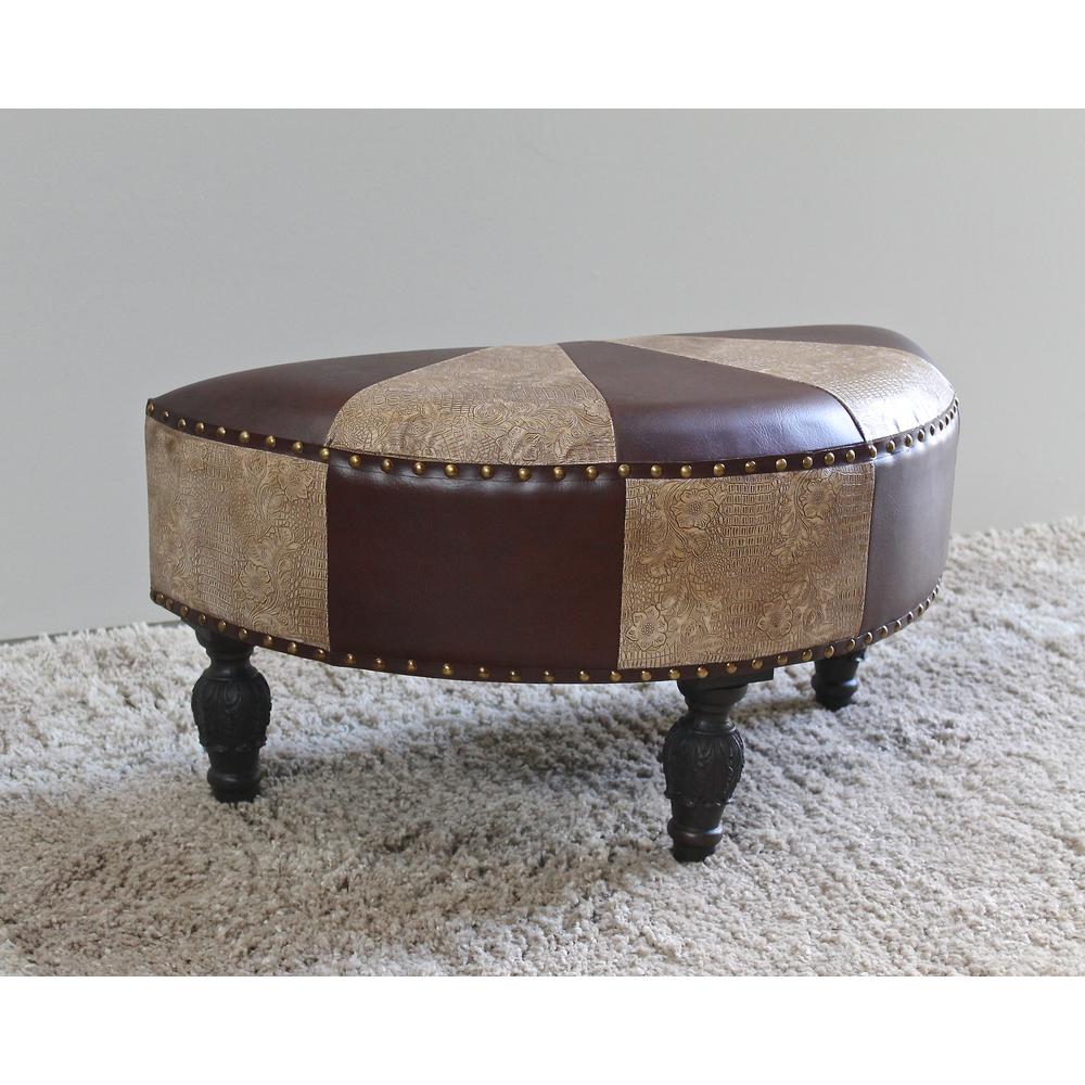 Faux Leather Half Moon Ottoman. Picture 1