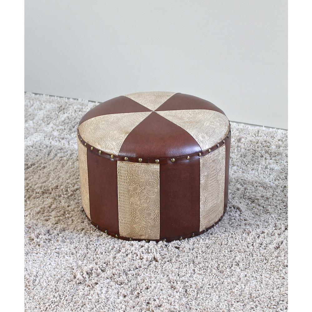 Mini Round Faux Leather Stool. Picture 1