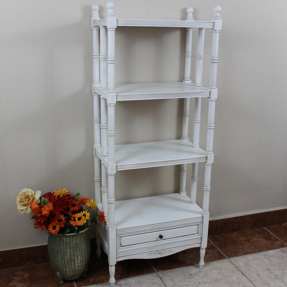 Carved Wood Windsor 4-Tier Bookshelf. Picture 1