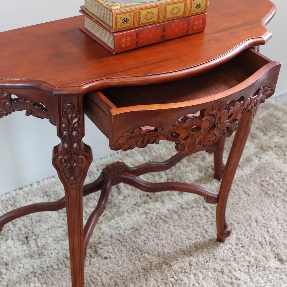 Windsor Hand-Carved Half Moon Console Table. Picture 1
