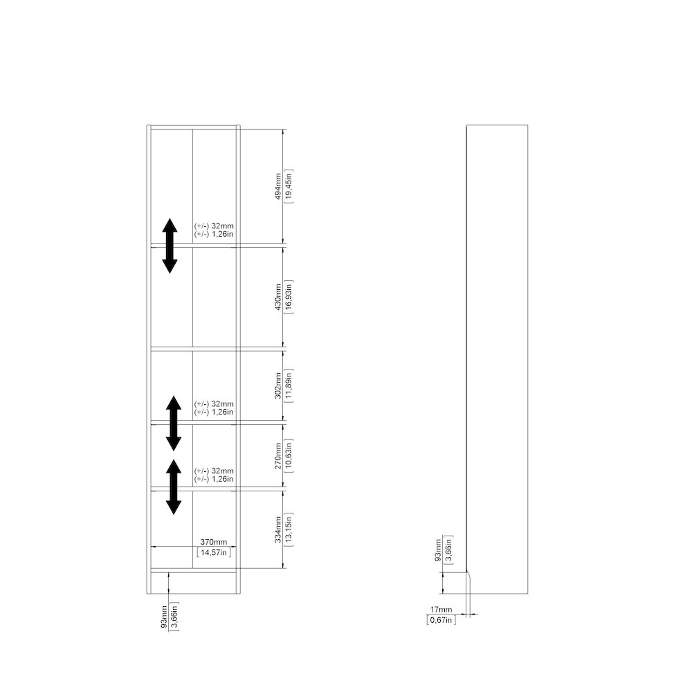 4-Piece Set, Two Narrow 5 Shelf Bookcases and Two Wide 5 Shelf Bookcases. Picture 12