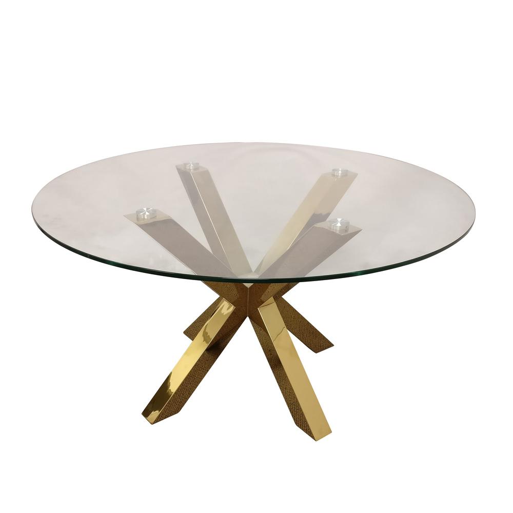 Rd Glass Top Dining Table W/ Gold Base 54"Rd. Picture 2