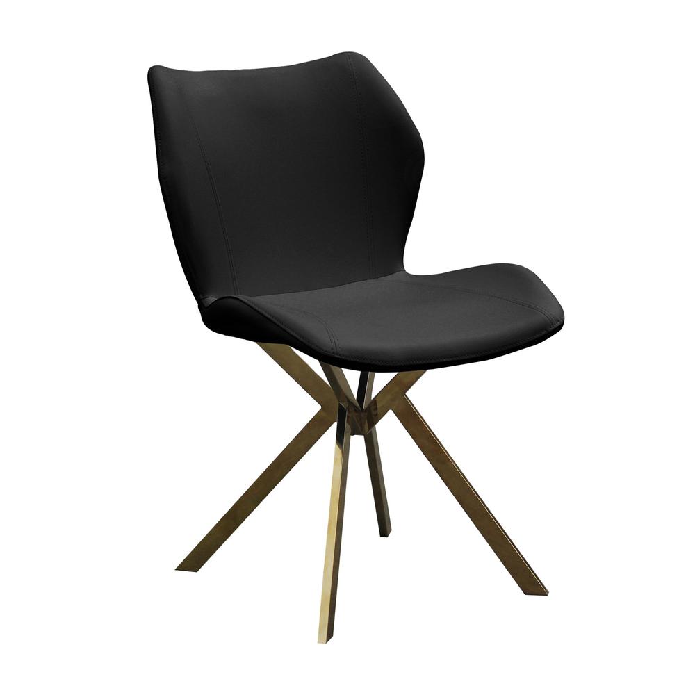 Dining Chair W/ Black Seat And Gold Legs, Set Of 4. Picture 1