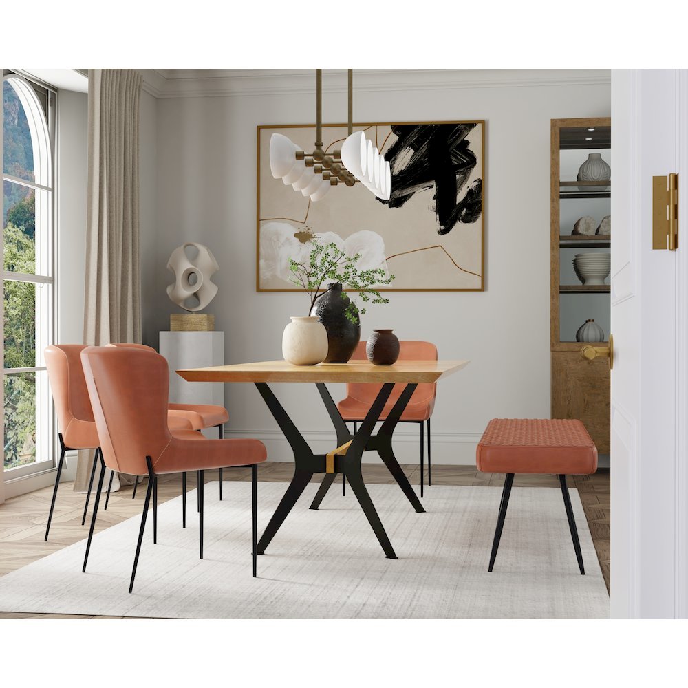 Dining Chair with PU Seat and Black Metal legs, Set of 2. Picture 5