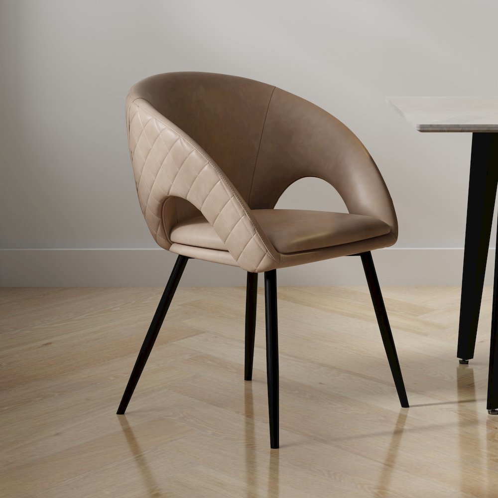 Dining Chair with PU Seat and Black Metal legs, Set of 4. Picture 4