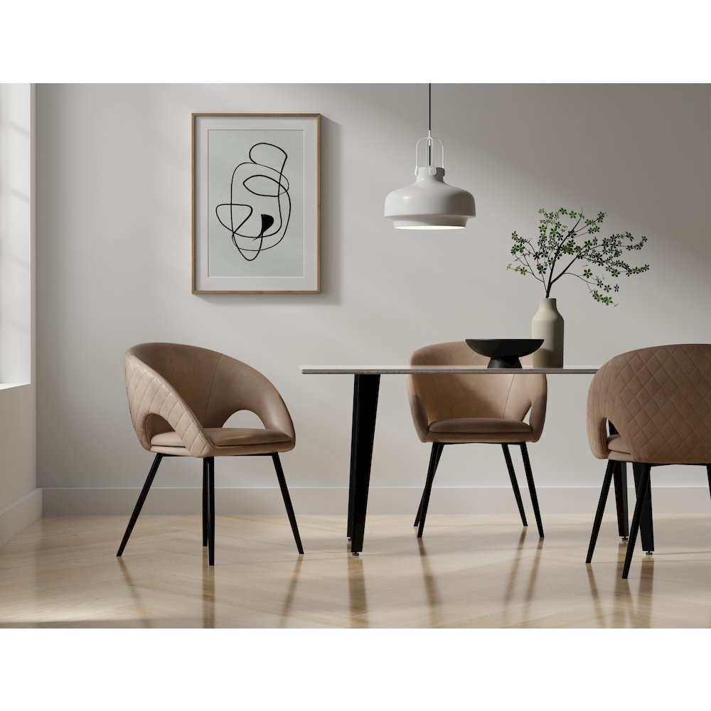 Dining Chair with PU Seat and Black Metal legs, Set of 4. Picture 6