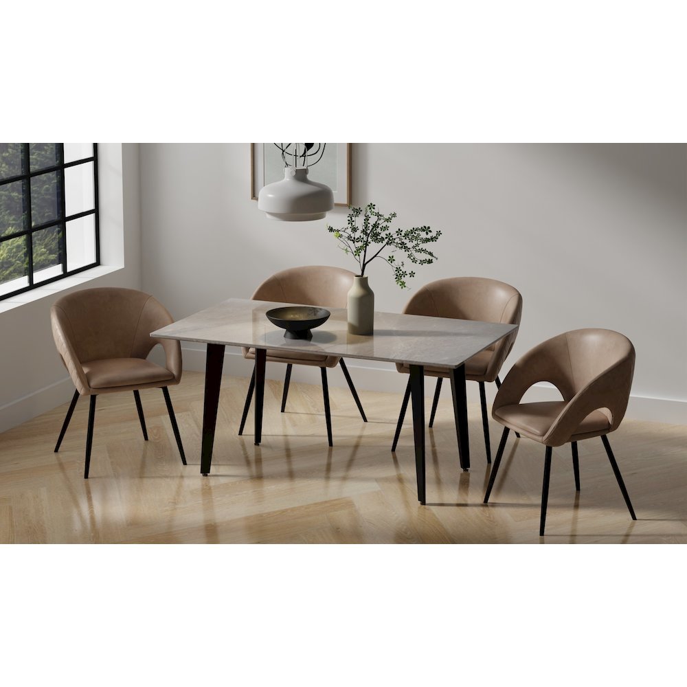 Dining Chair with PU Seat and Black Metal legs, Set of 4. Picture 5