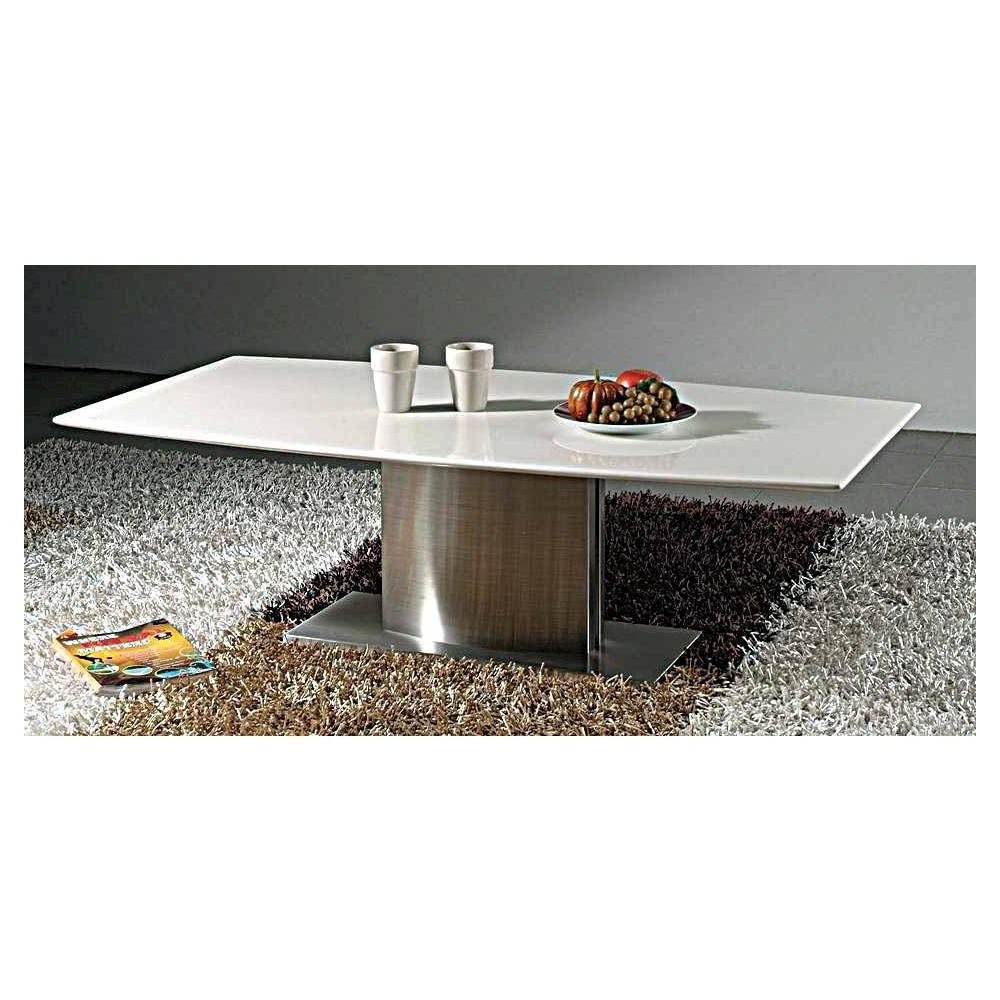 Coffee Table W/ White Marble Top And Stainless Steel Base. Picture 1