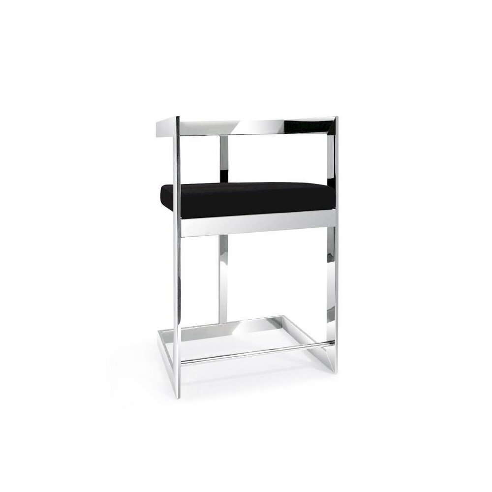 Counter Chair, 26", Black, Stainless Steel Base. Picture 1