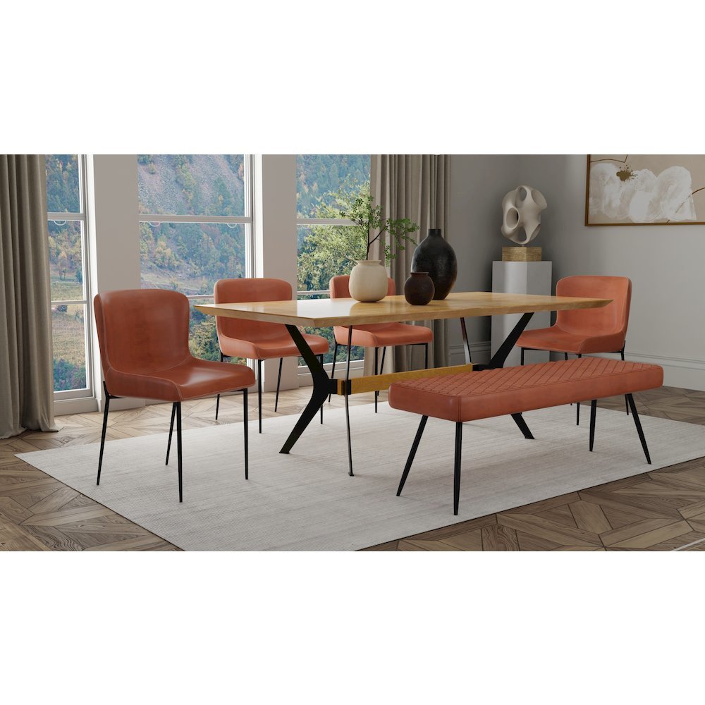 Dining Table with Veneer Top and Metal Black legs. Picture 2