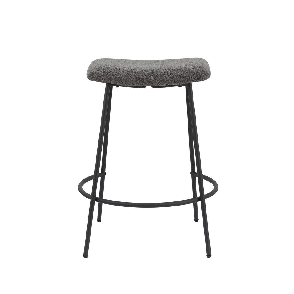 Teddy Fabric 25.5''H Stool With Metal Leg, Set Of 2. Picture 2