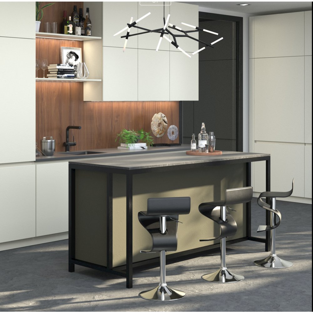 Bar Stoolw/Black Pu. Picture 2
