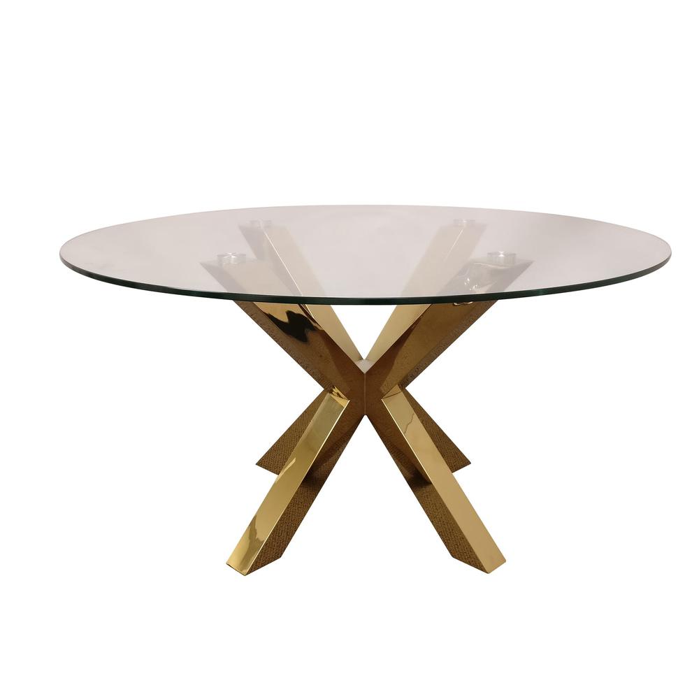 Rd Glass Top Dining Table W/ Gold Base 60"Rd. Picture 1