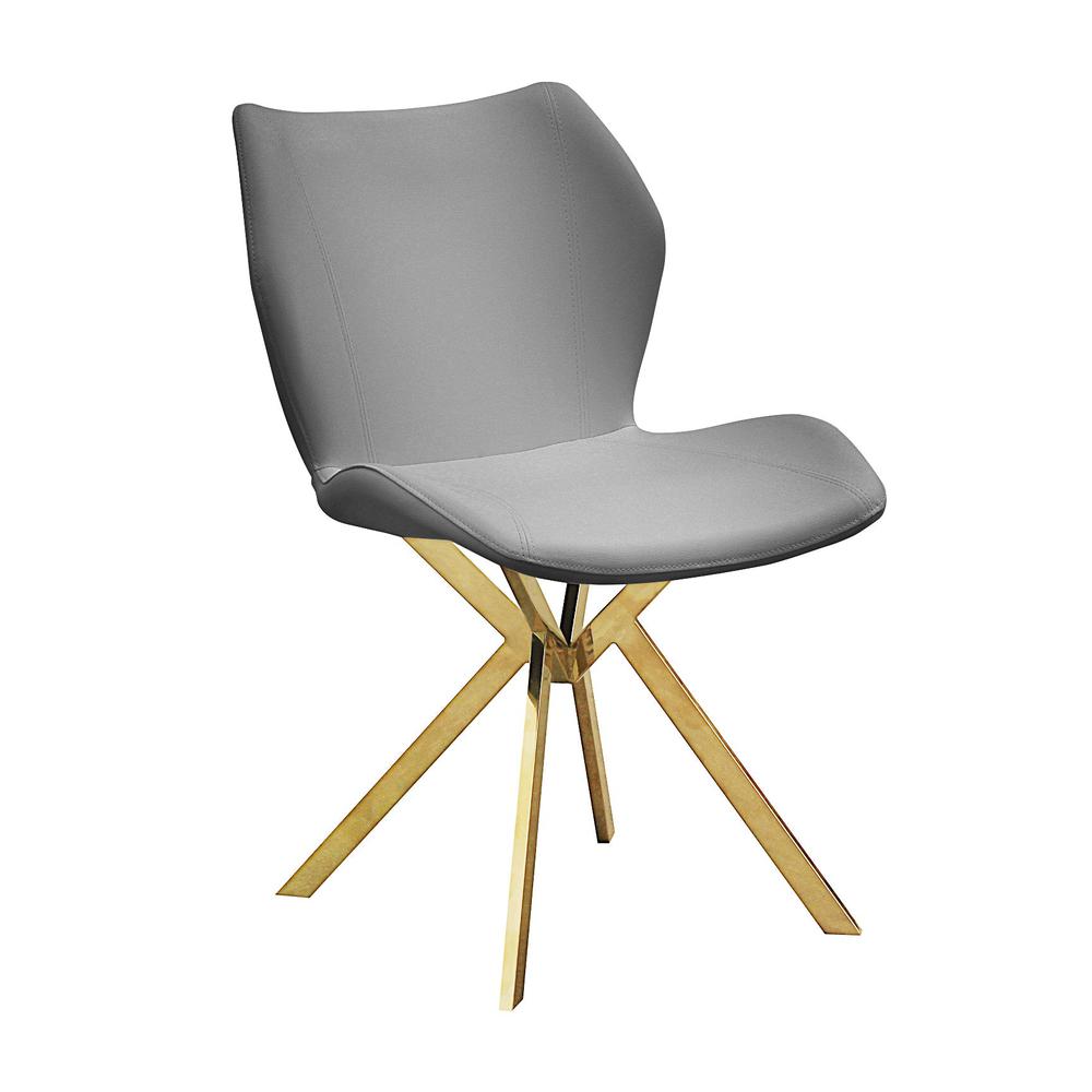 Dining Chair W/ Grey Seat And Gold Legs, Set Of 4. Picture 1