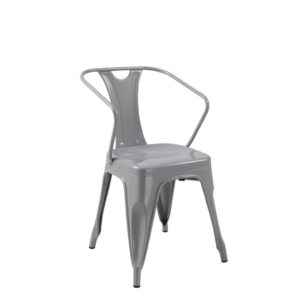 Black Metal Chair With Arm, Set Of 4. Picture 1