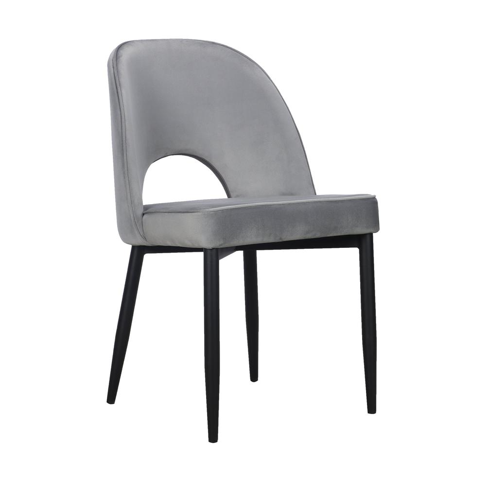 Dining Chair with Fabric Seat and Black Metal legs, Set of 2. Picture 2