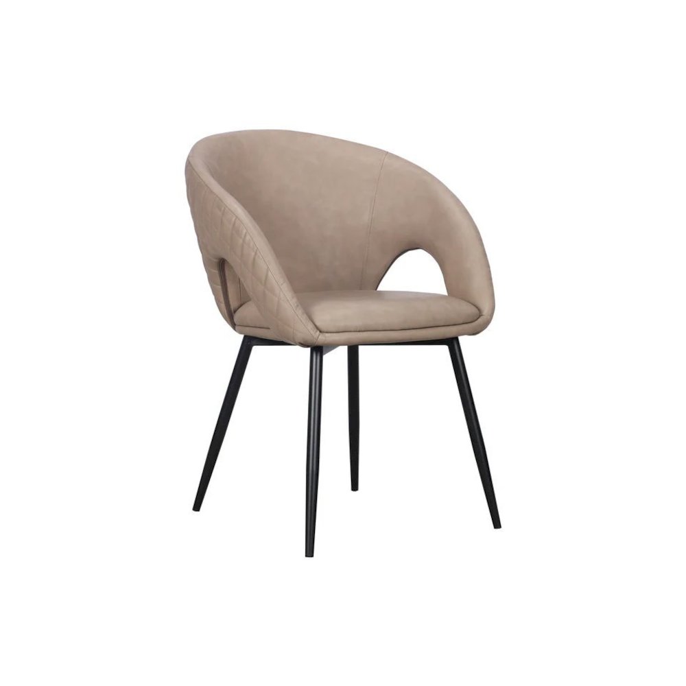 Dining Chair with PU Seat and Black Metal legs, Set of 4. Picture 2