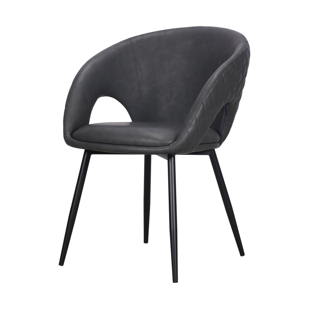 Dining Chair with PU Seat and Black Metal legs, Set of 4. Picture 1