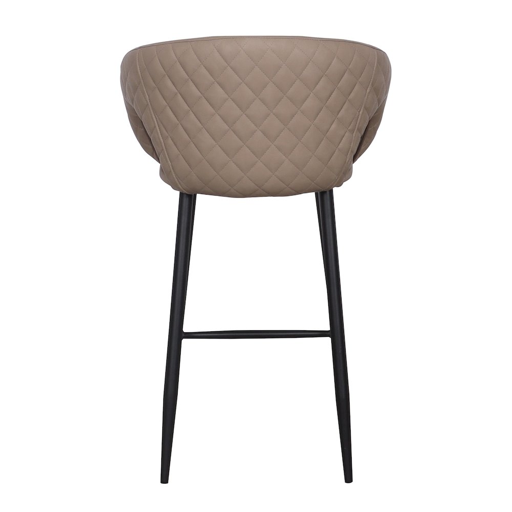 Set of 2 Quilted Taupe Faux Leather Counter Stools. Picture 5