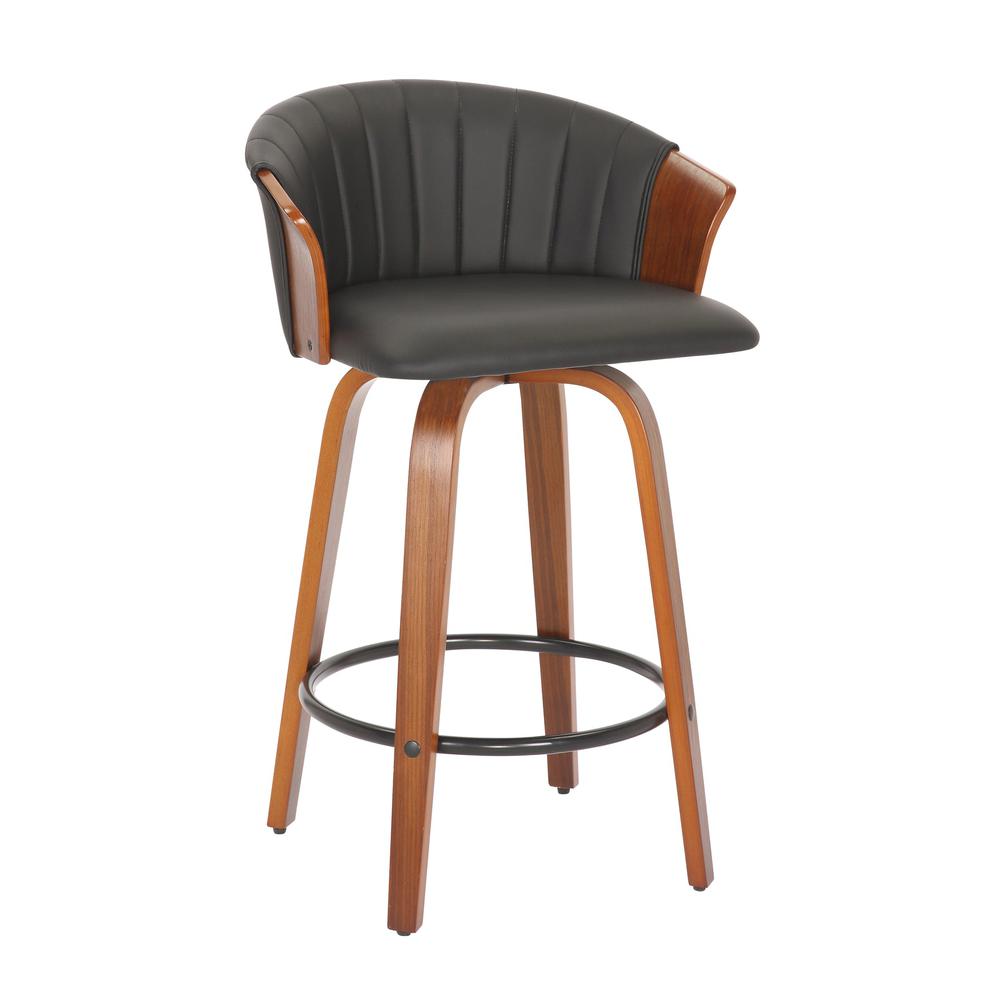 26'' Pu Stool With Wood Leg, Set Of 2. Picture 1