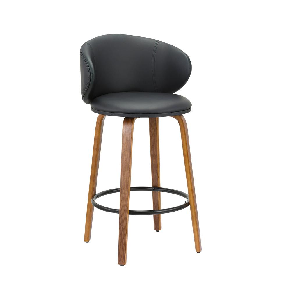 26''H Pu Stool With Wood Leg, Set Of 2. Picture 1