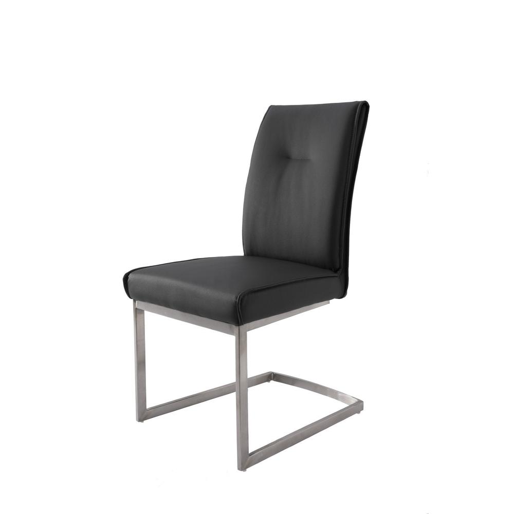 Dining Chair With Pu Seat And Brushed Stainless Steel Leg, Set Of 2. Picture 1