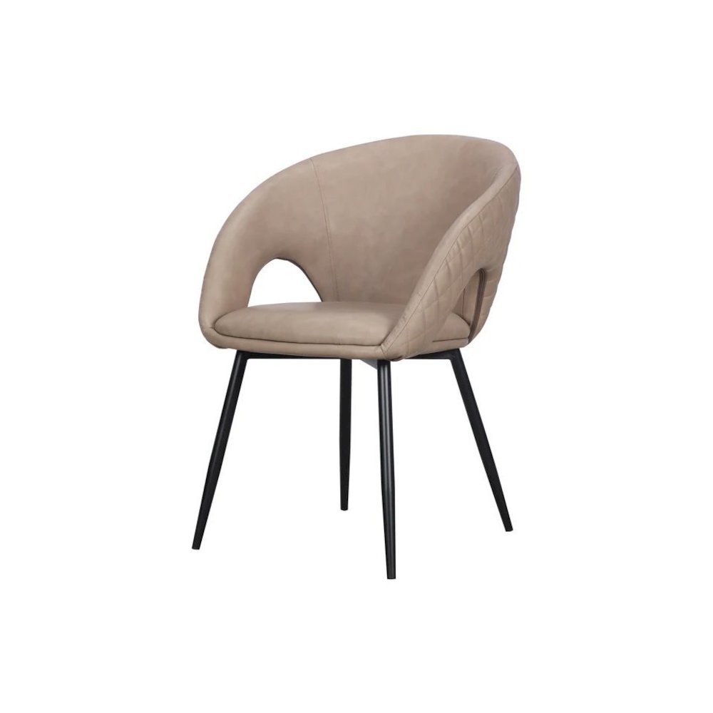Dining Chair with PU Seat and Black Metal legs, Set of 4. Picture 1