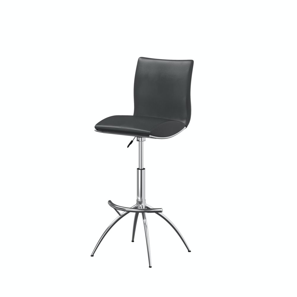 Grey Pu Seat, Chrome Base Stool, Set Of 2. Picture 1