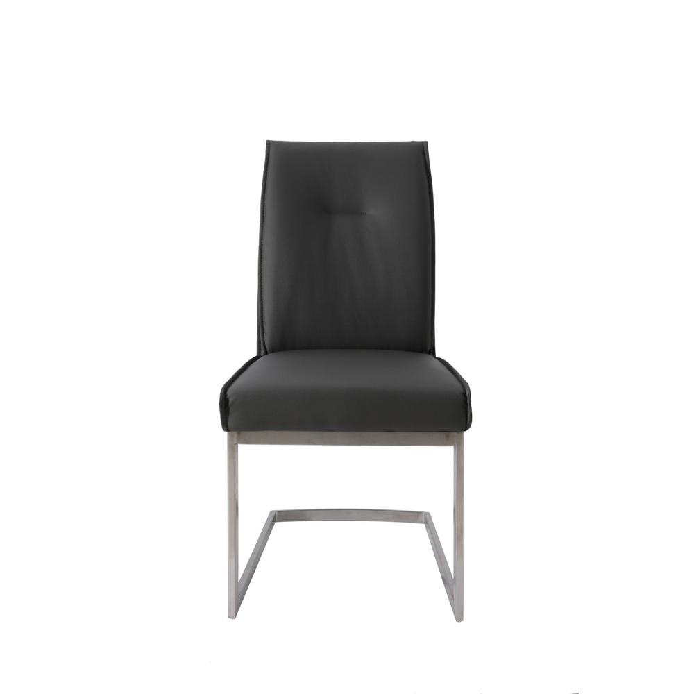 Dining Chair With Pu Seat And Brushed Stainless Steel Leg, Set Of 2. Picture 2