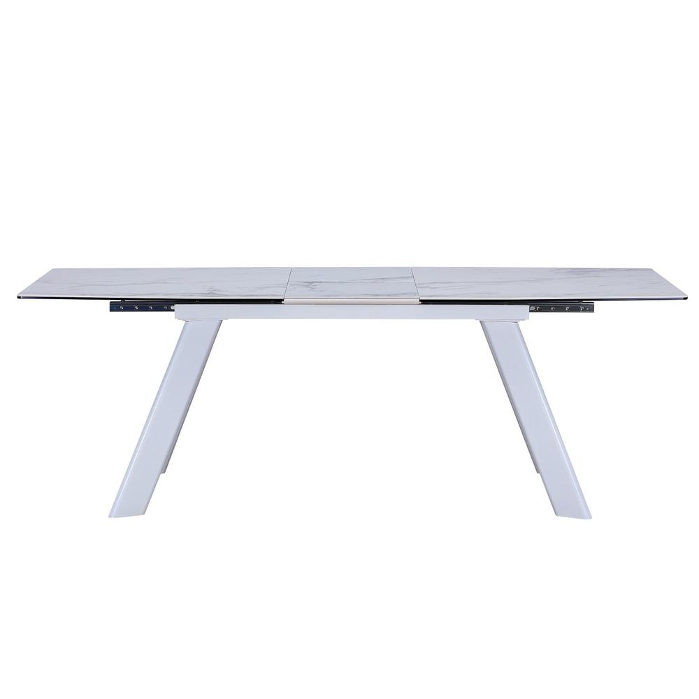 Gloss Ceramic With Tempered Glass Top And White Legs. Picture 1