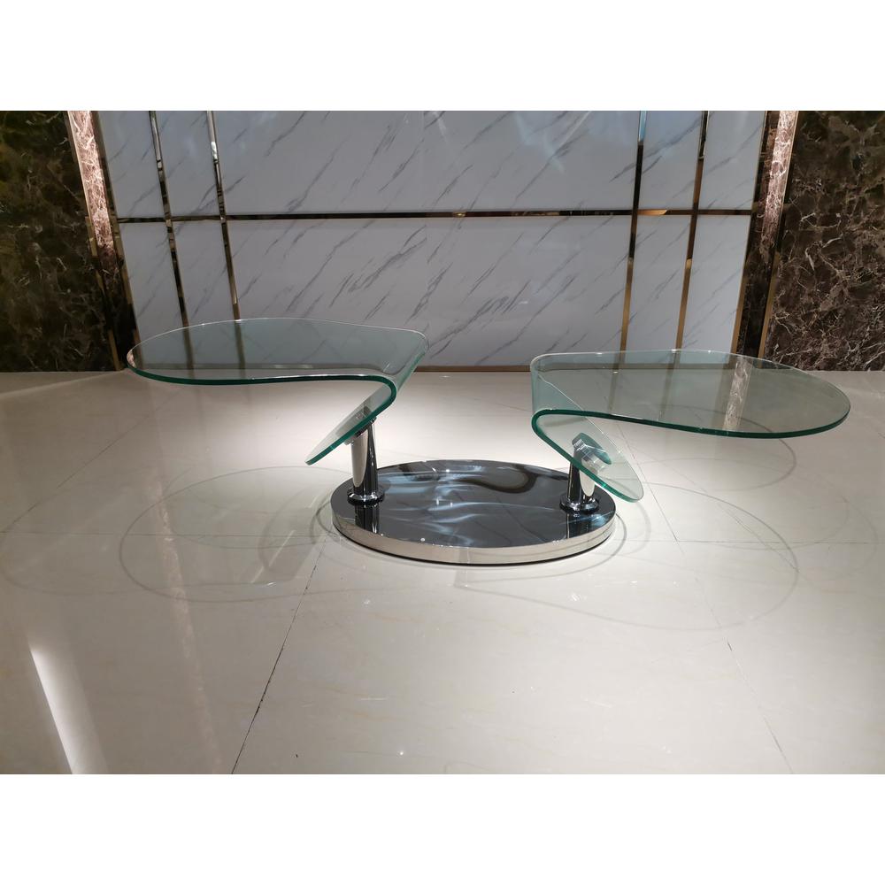 Motion Coffee Table W/Clear Glass  Top, Chrome Base. Picture 2