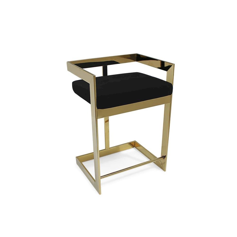 Counter Chair, 26", Green, Gold Base. Picture 1