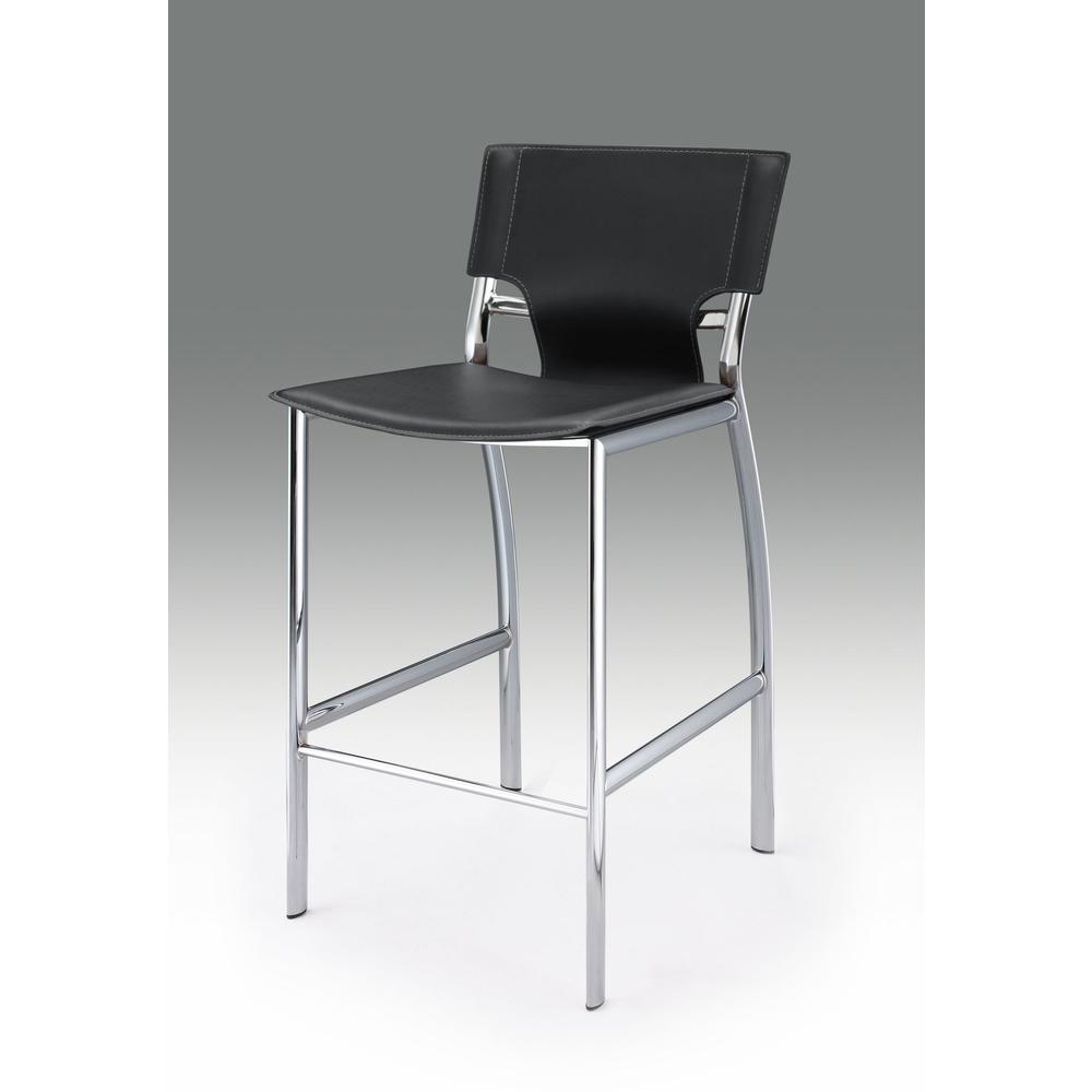 Metal Bar Stool W/Black Cushion, 29'' Seat High, Set Of 2. Picture 1