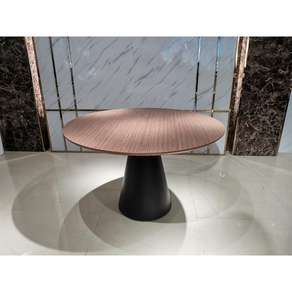 Walnut Wood Top Dining Table W/Black Powder Coating Base. Picture 1