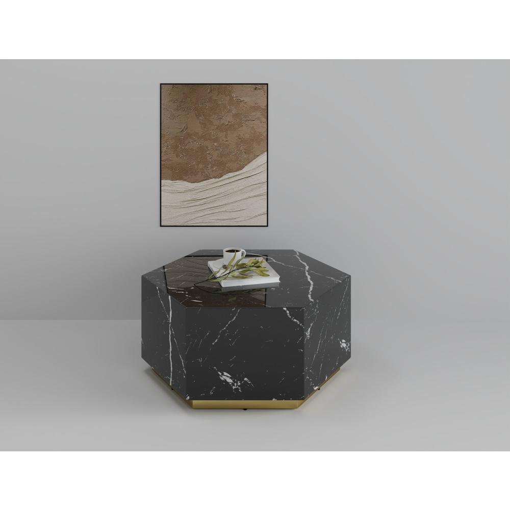 Hexagon MDF Coffee Table in Black. Picture 3