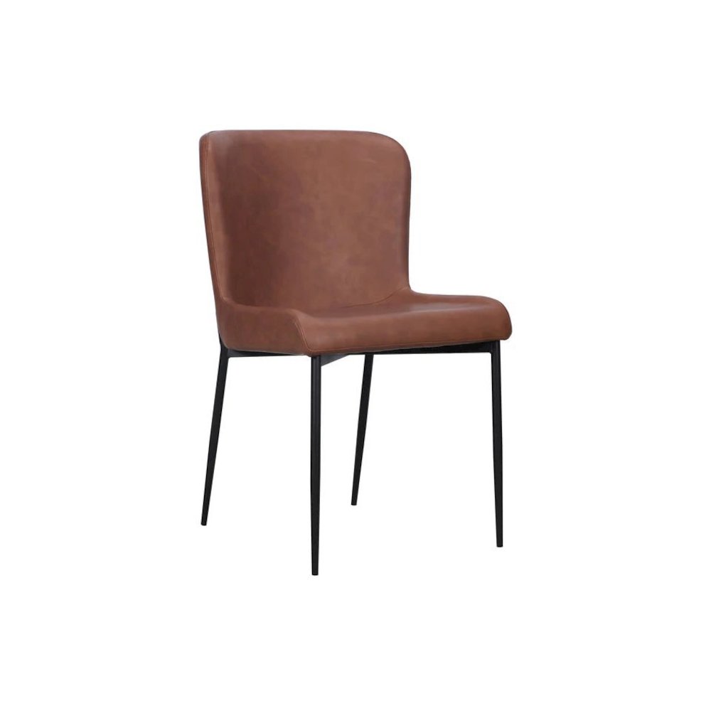 Dining Chair with PU Seat and Black Metal legs, Set of 2. Picture 1