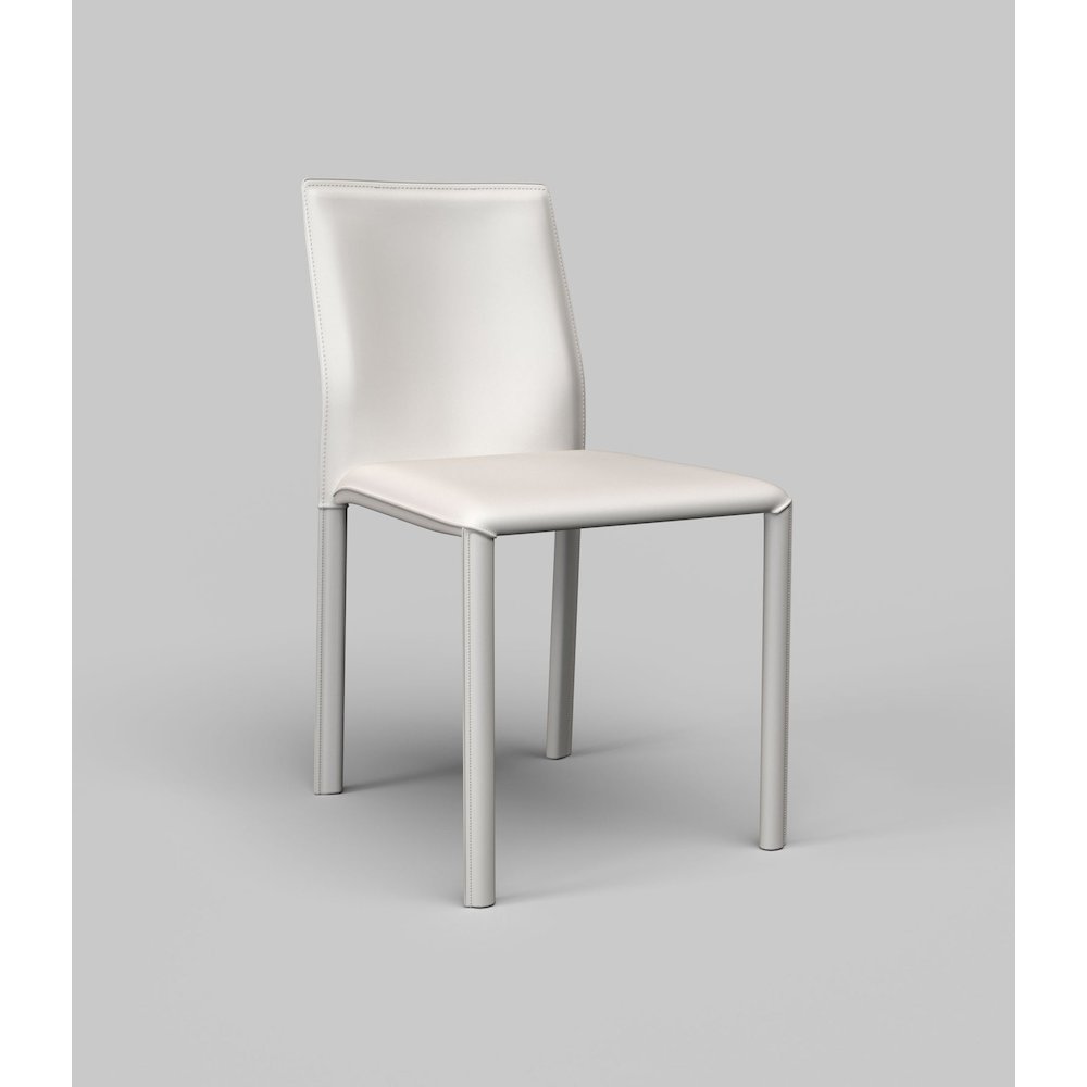 Set of 2 White PU Leather Side Chair, Iron Frame covered with PU leat. Picture 1