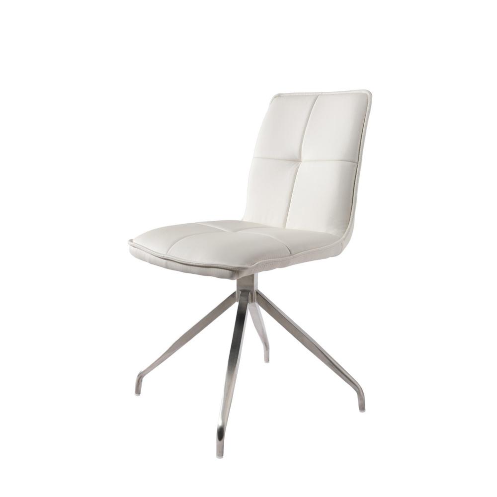 Dining Chair With Pu Seat And Brushed Stainless Steel Leg, Set Of 2. Picture 1