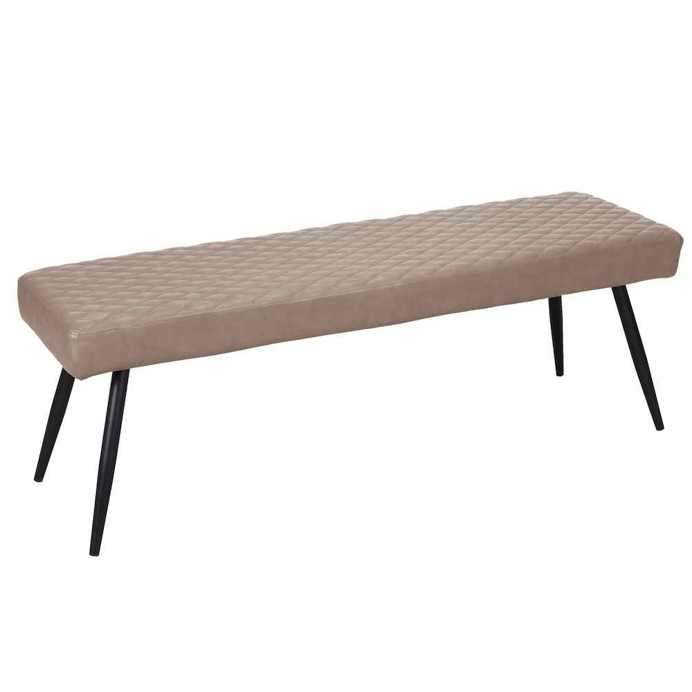 Quilted Taupe Faux Leather Upholstered Dining Bench. Picture 1