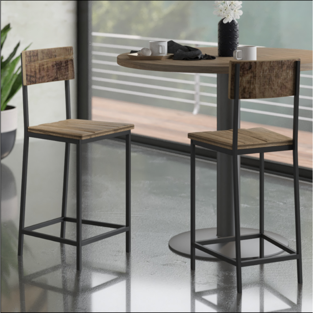 Reclaimed Wood Counter Stool, Set Of 2. Picture 2