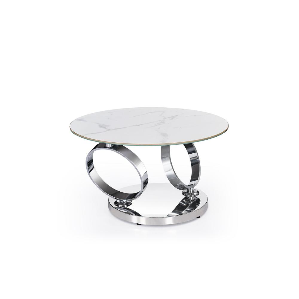 Motion White Ceramic Top Coffee Table With Ss Base. Picture 1