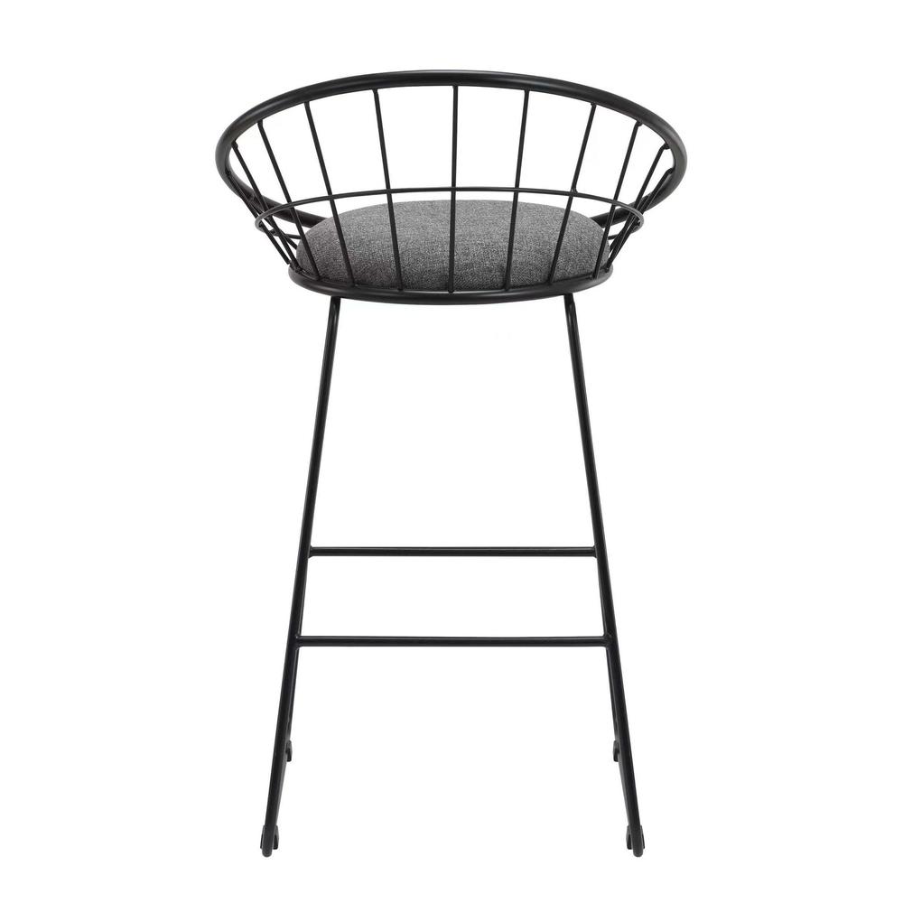 26''H Gray Fabric Stool With Metal Leg, Set Of 2. Picture 2