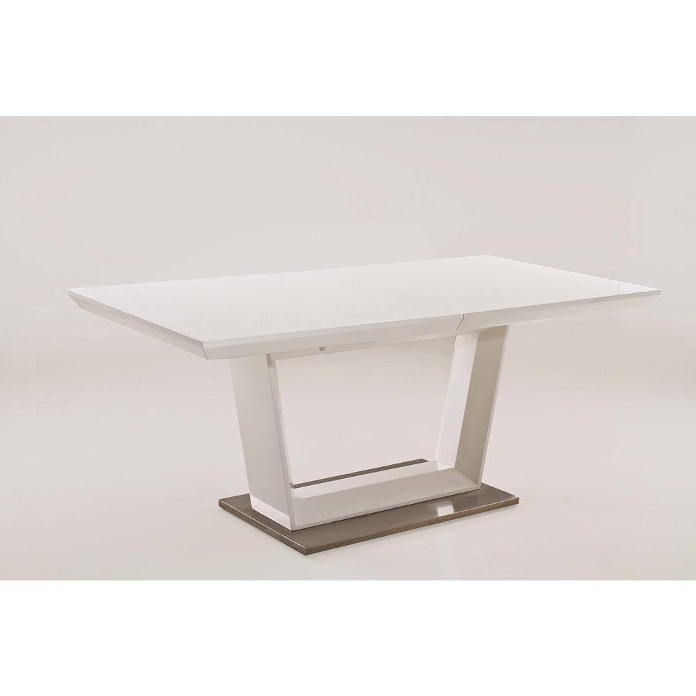(71" - 94.5) Lacquer Top Dining Table With Ss Base. Picture 1