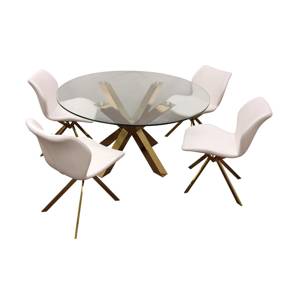 Rd Glass Top Dining Table W/ Gold Base 60"Rd. Picture 2
