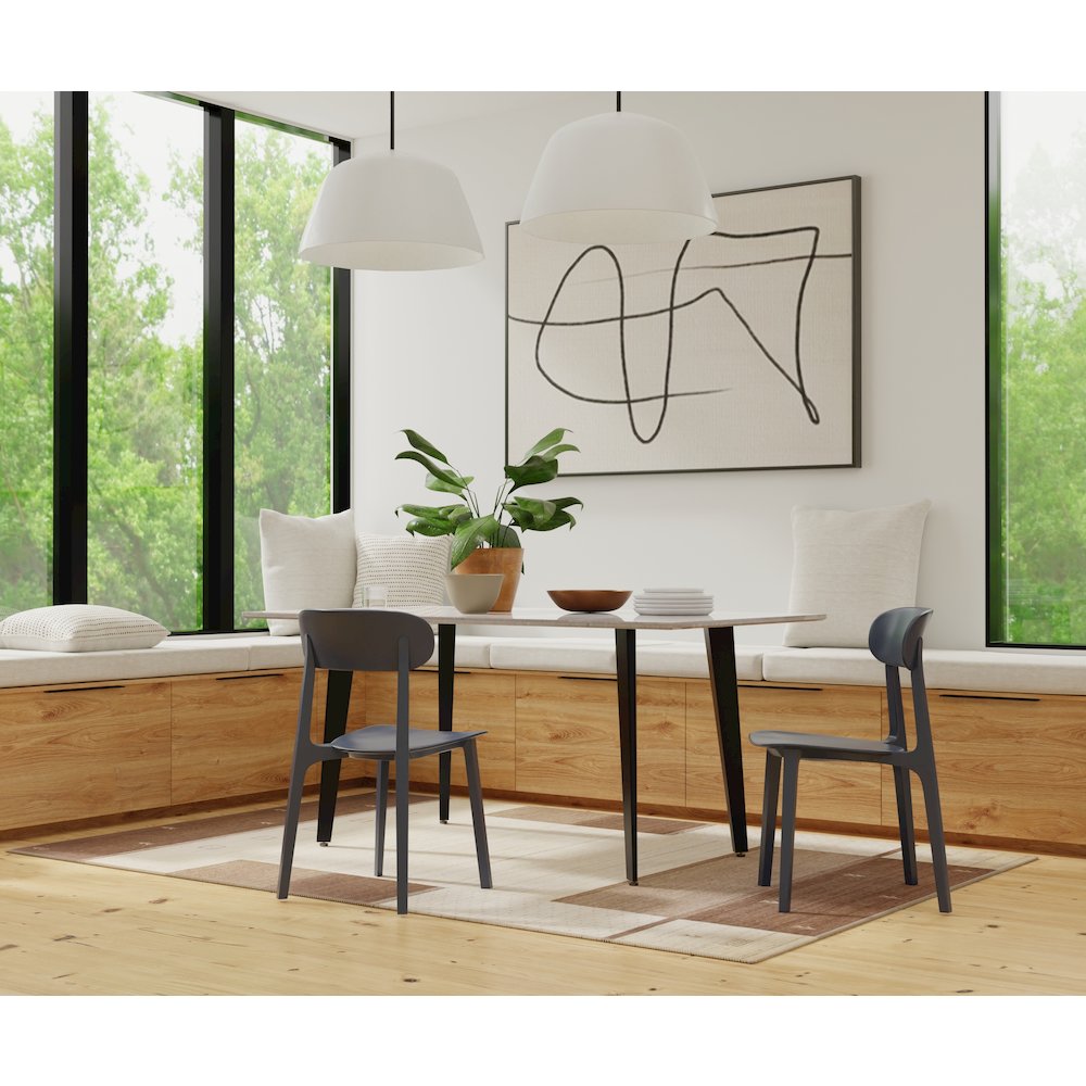Midcentury Polypropylene Side Chair, Dark Gray, Set Of 4. Picture 3